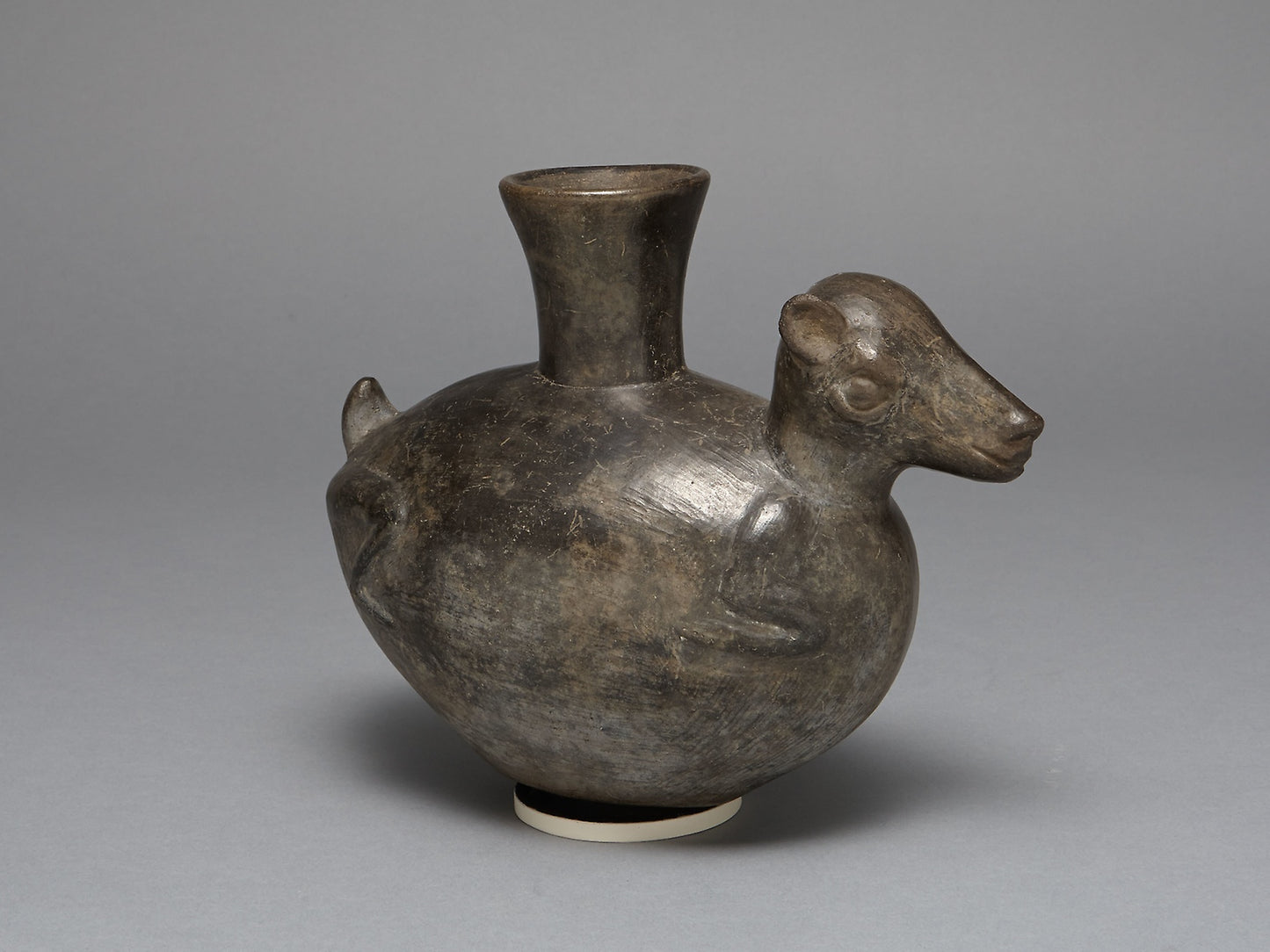 Blackware Jar in the Form of an Animal, Possibly a Llama -  Chimú,  Poster Print Wall Art
