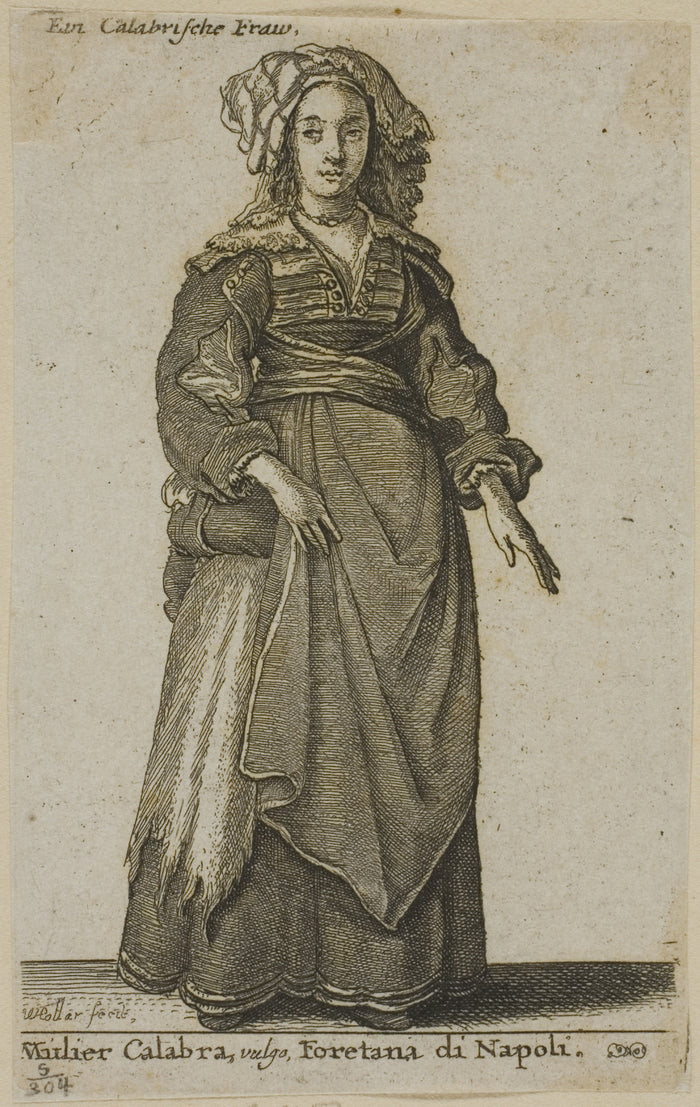 Woman of Calabria: Wenceslaus Hollar,16x12