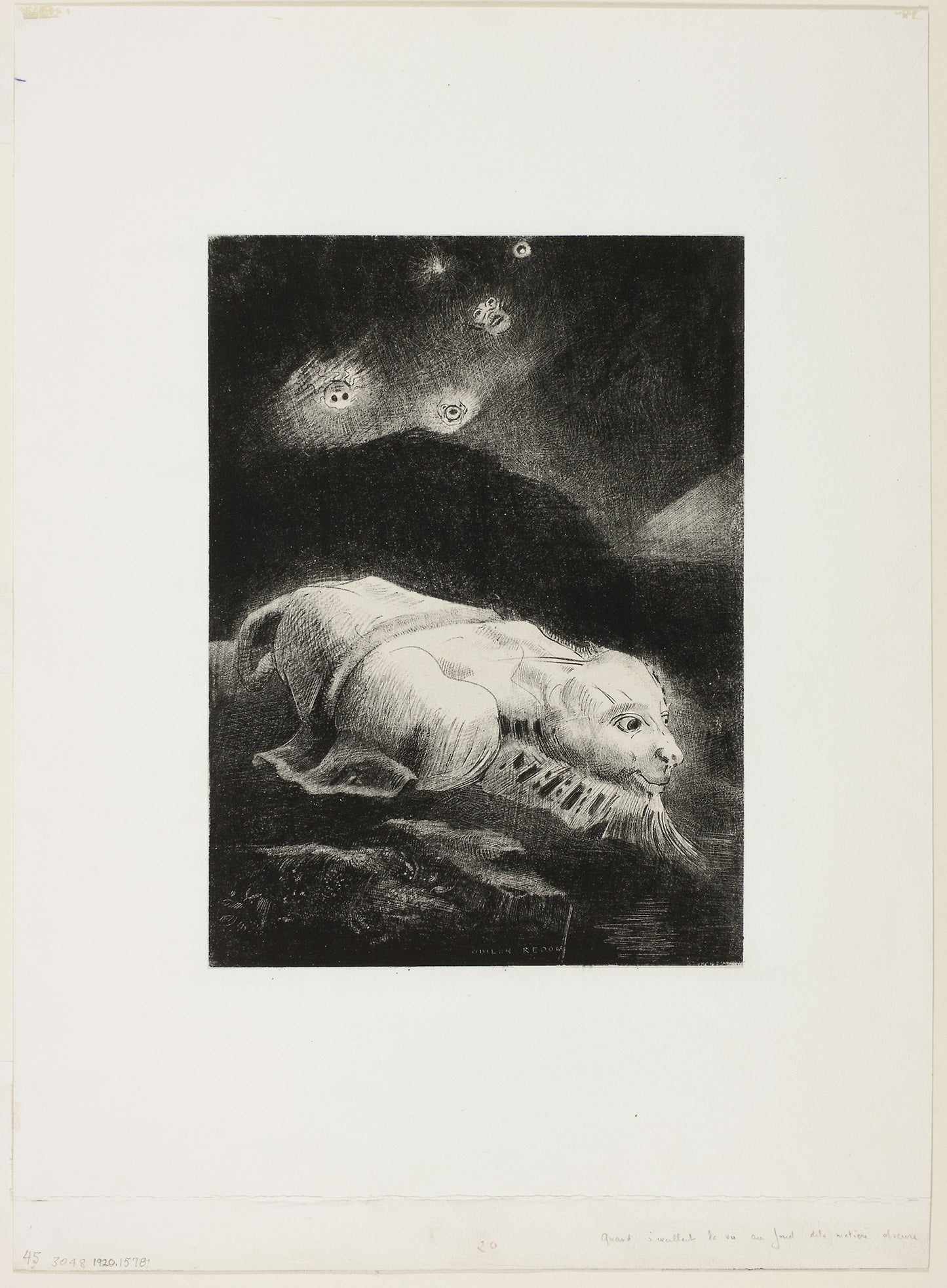 When Life Was Awakening in the Depths of Obscure Matter, plate 1 of 8 from "Les Origines" -  Odilon Redon,  Poster Print Wall Art