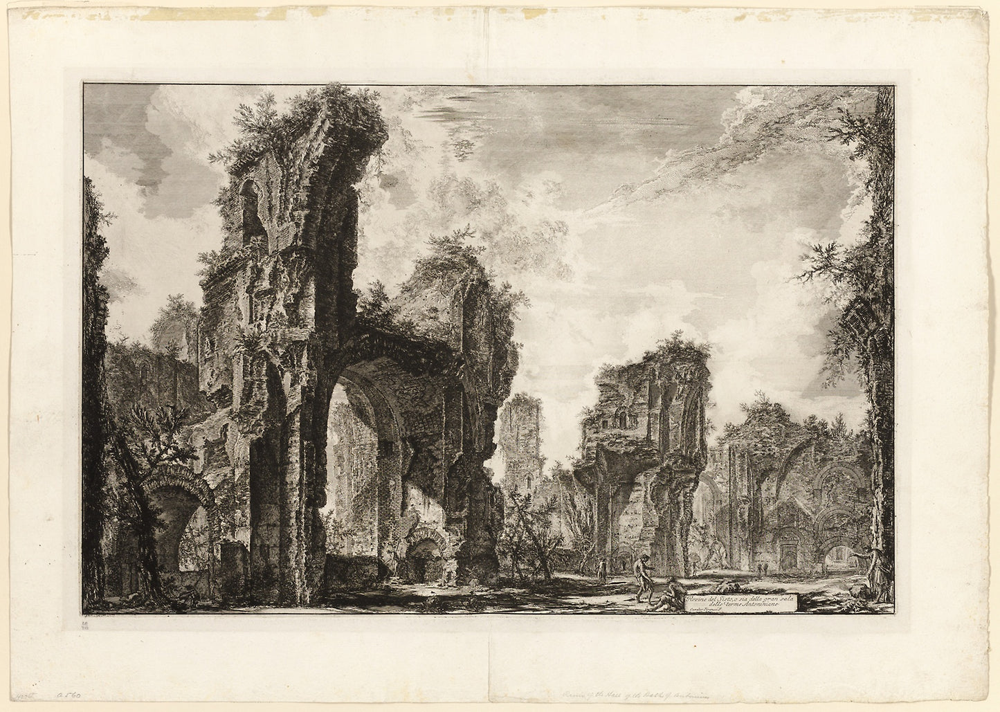Ruins of the Xystus [a long open portico used for athletic exercises], the central hall of the Antonine Baths [The Baths of Caracalla], from Views of Rome -  Giovanni Battista Piranesi (Italian, 1720-1778),  Poster Print Wall Art
