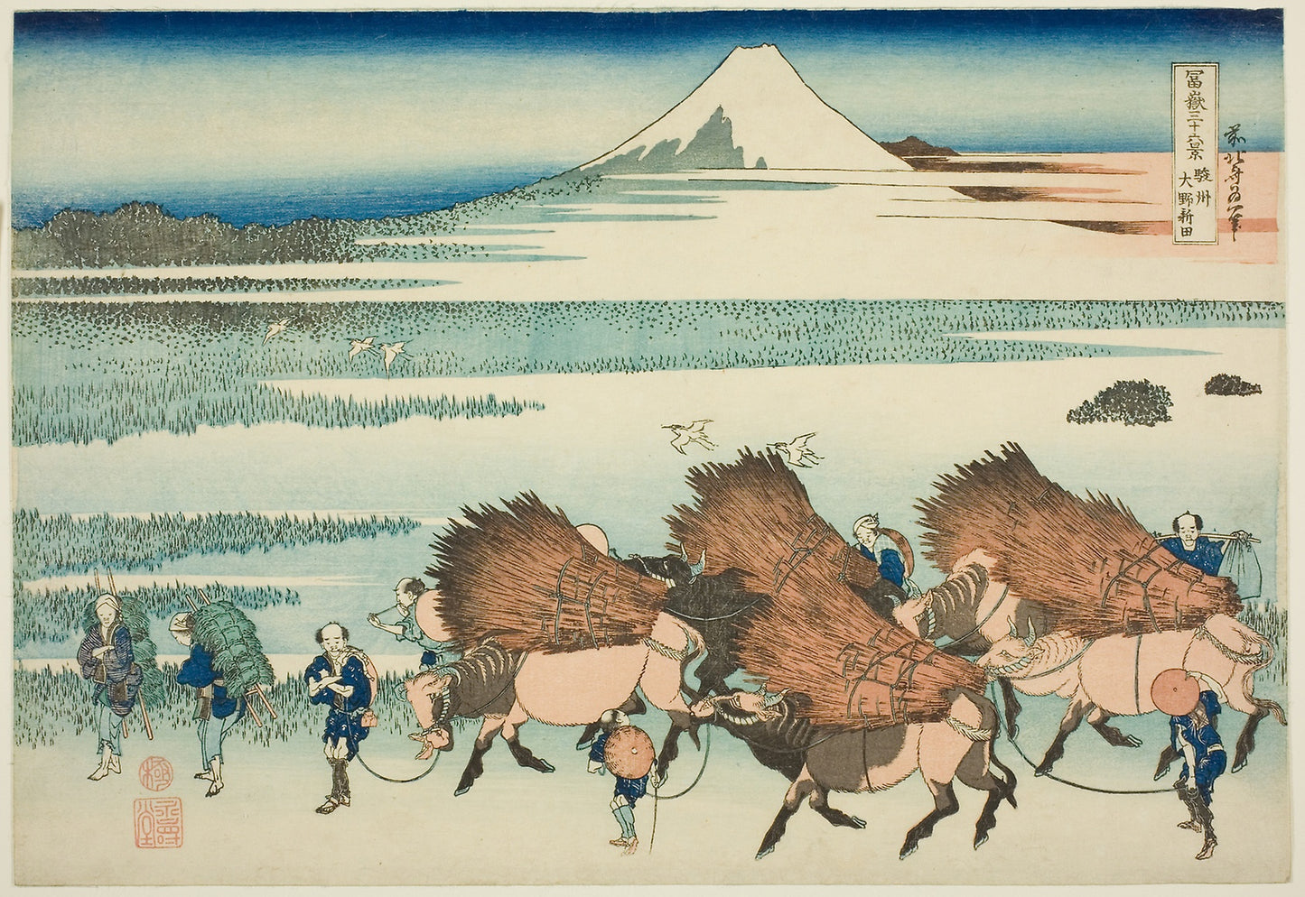 Rice Paddies at Ono in Suruga Province (Sunshu Ono shinden), from the series "Thirty-six Views of Mount Fuji (Fugaku sanjurokkei)" -  Katsushika Hokusai ?? ??,  Poster Print Wall Art