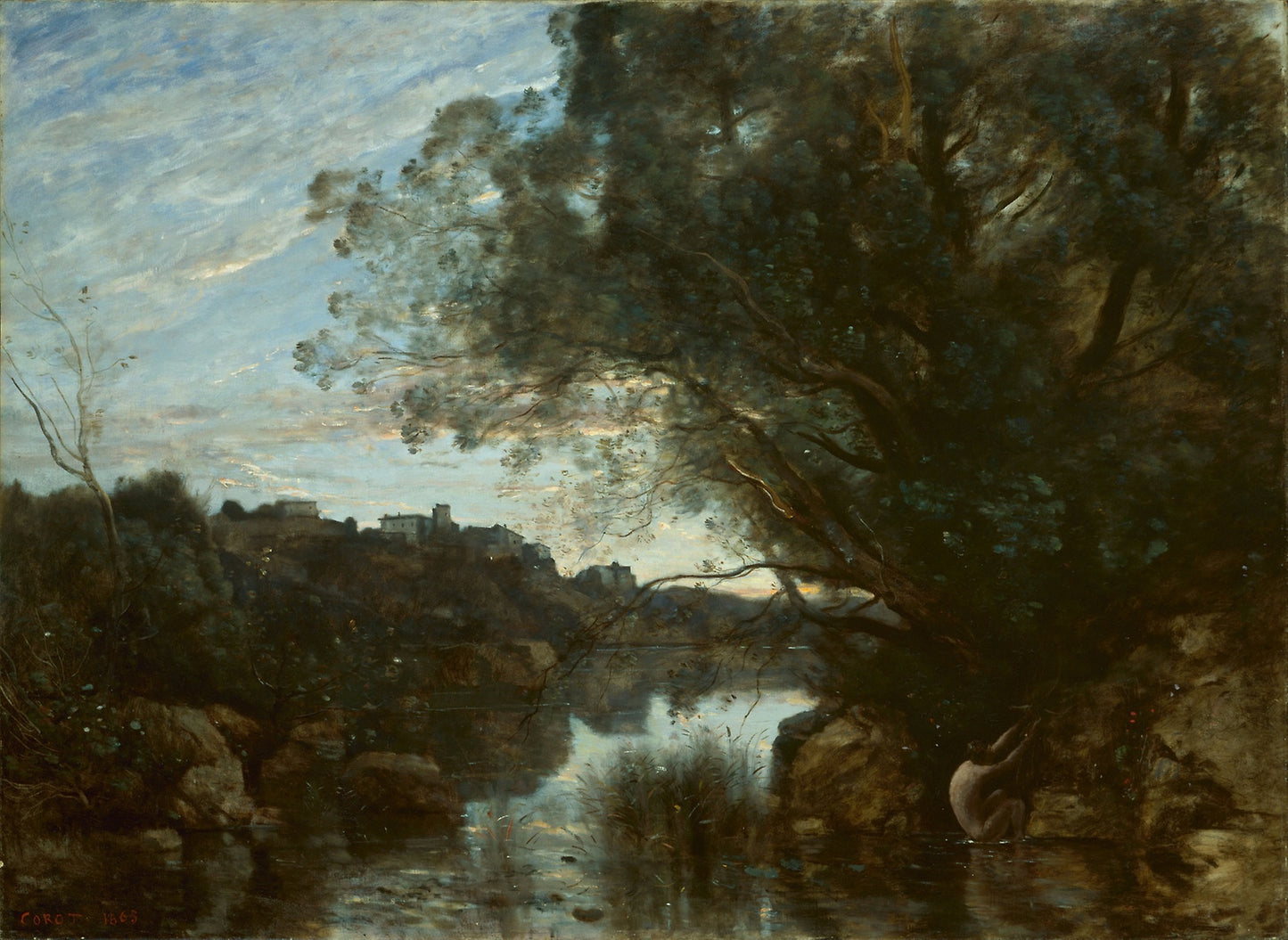 Souvenir of the Environs of Lake Nemi -  Jean-Baptiste-Camille Corot,  Poster Print Wall Art
