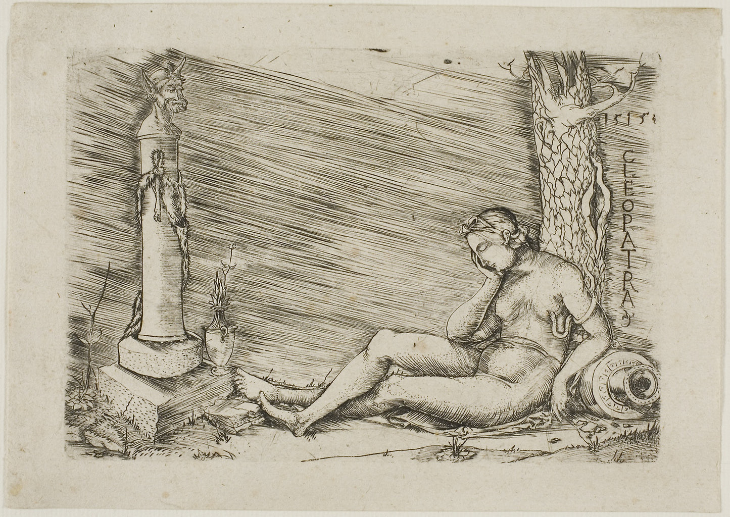 Cleopatra Lying at the Foot of a Tree, with a Term -  Master of 1515,  Poster Print Wall Art