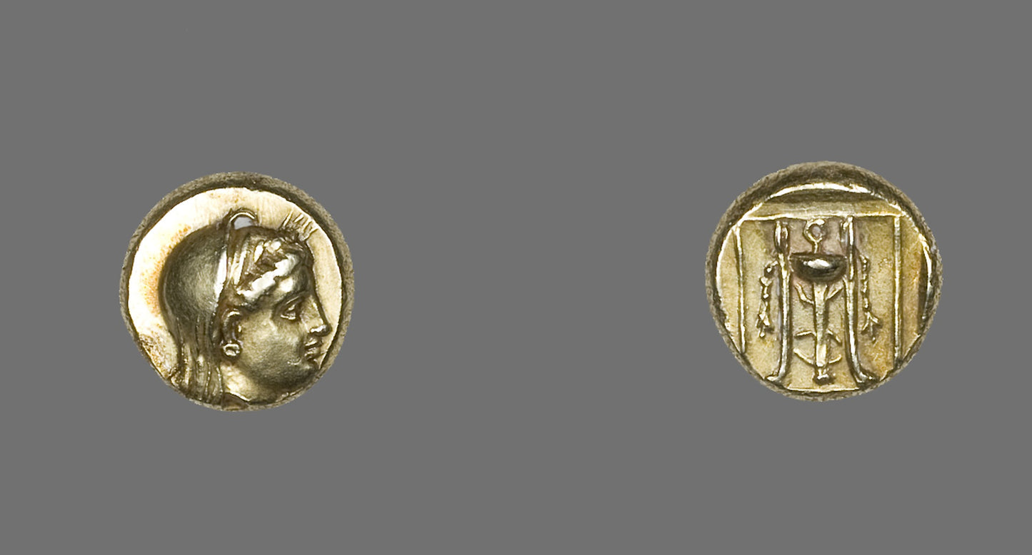 Hecta (Coin) Depicting the Goddess Demeter -  Greek, minted in Lesbos, probably Mytilene,  Poster Print Wall Art