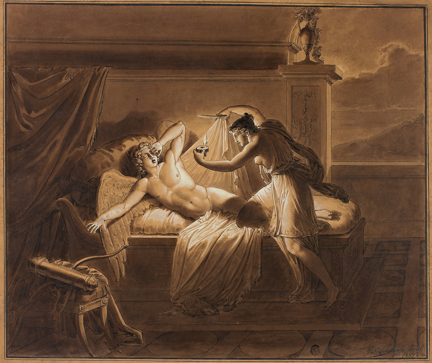 Cupid and Psyche -  Giuseppe Cammarano,  Poster Print Wall Art
