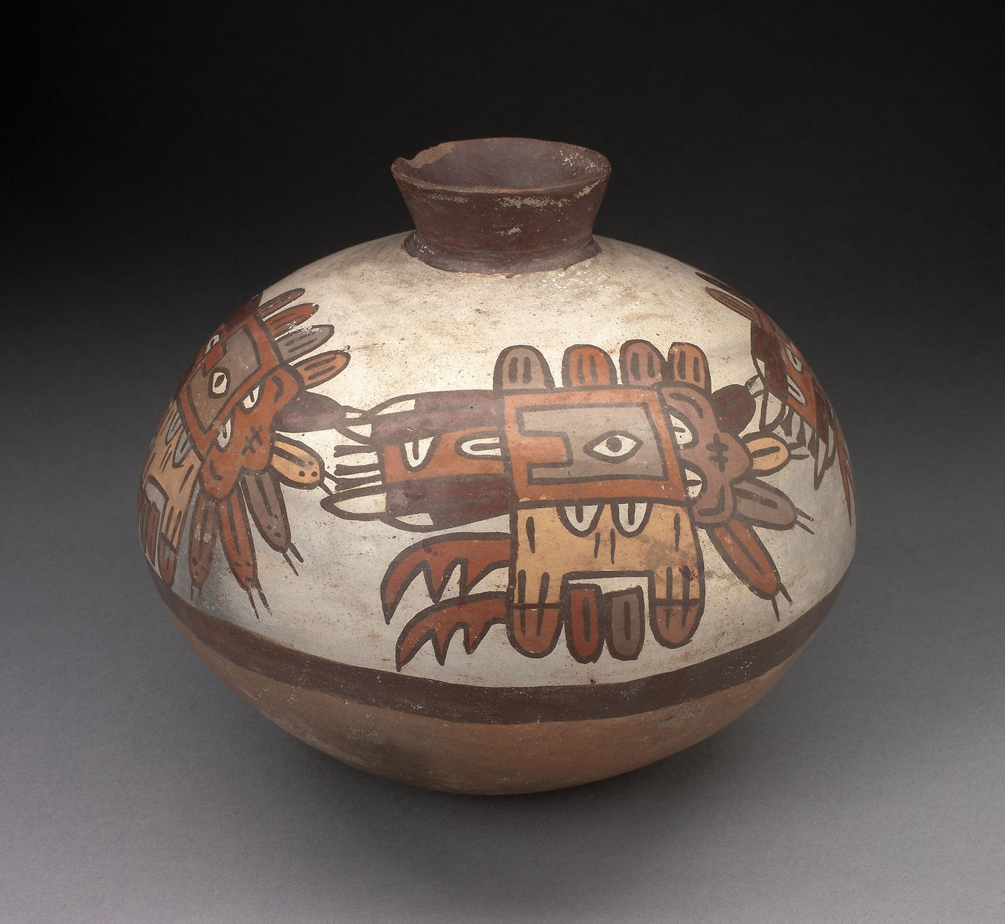 Jar with Narrowed Neck Depicting Highly Abtracted Bird or Insect -  Nazca,  Poster Print Wall Art