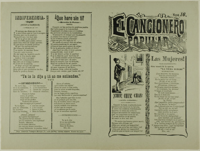 El cancionero popular, num. 16 (The Popular Songbook, No. 16): José Guadalupe Posada,16x12