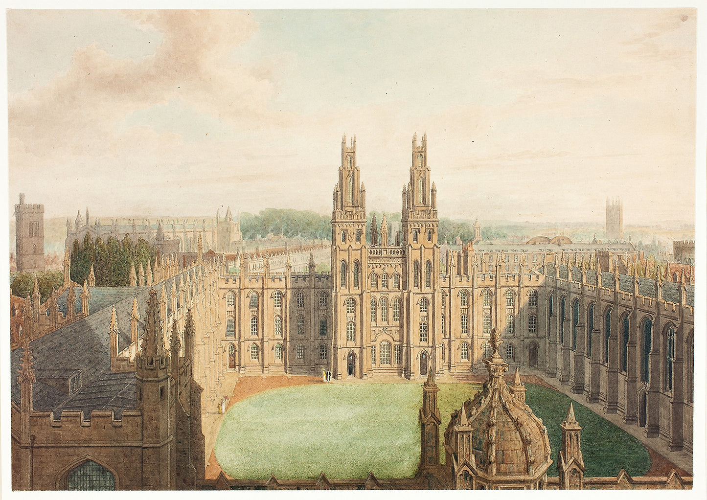 All Soul's College from the Radcliffe Library -  Augustus Charles Pugin,  Poster Print Wall Art