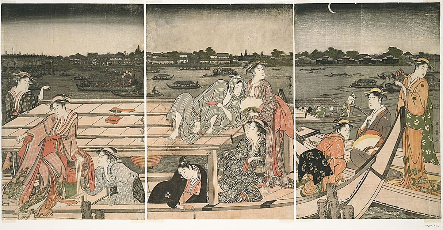 Pleasure-Boating on the Sumida River -  Kitagawa Utamaro ??? ??,  Poster Print Wall Art