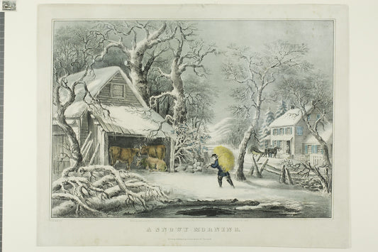 A Snowy Morning: Fanny F. Palmer (American, born England, 1812-1876),16x12"(A3) Poster