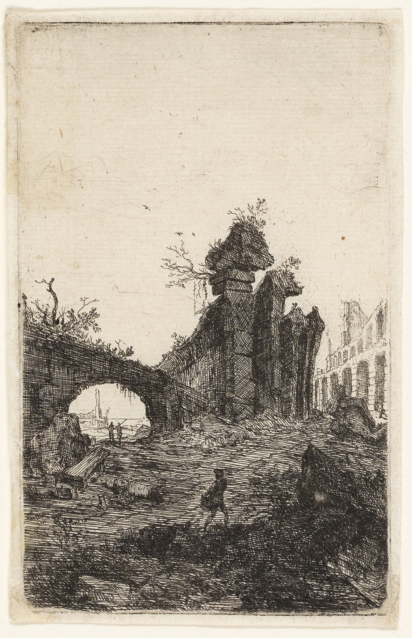 Ruins of the Coliseum, plate 10 from The Ruins of Rome -  Bartholomeus Breenbergh,  Poster Print Wall Art