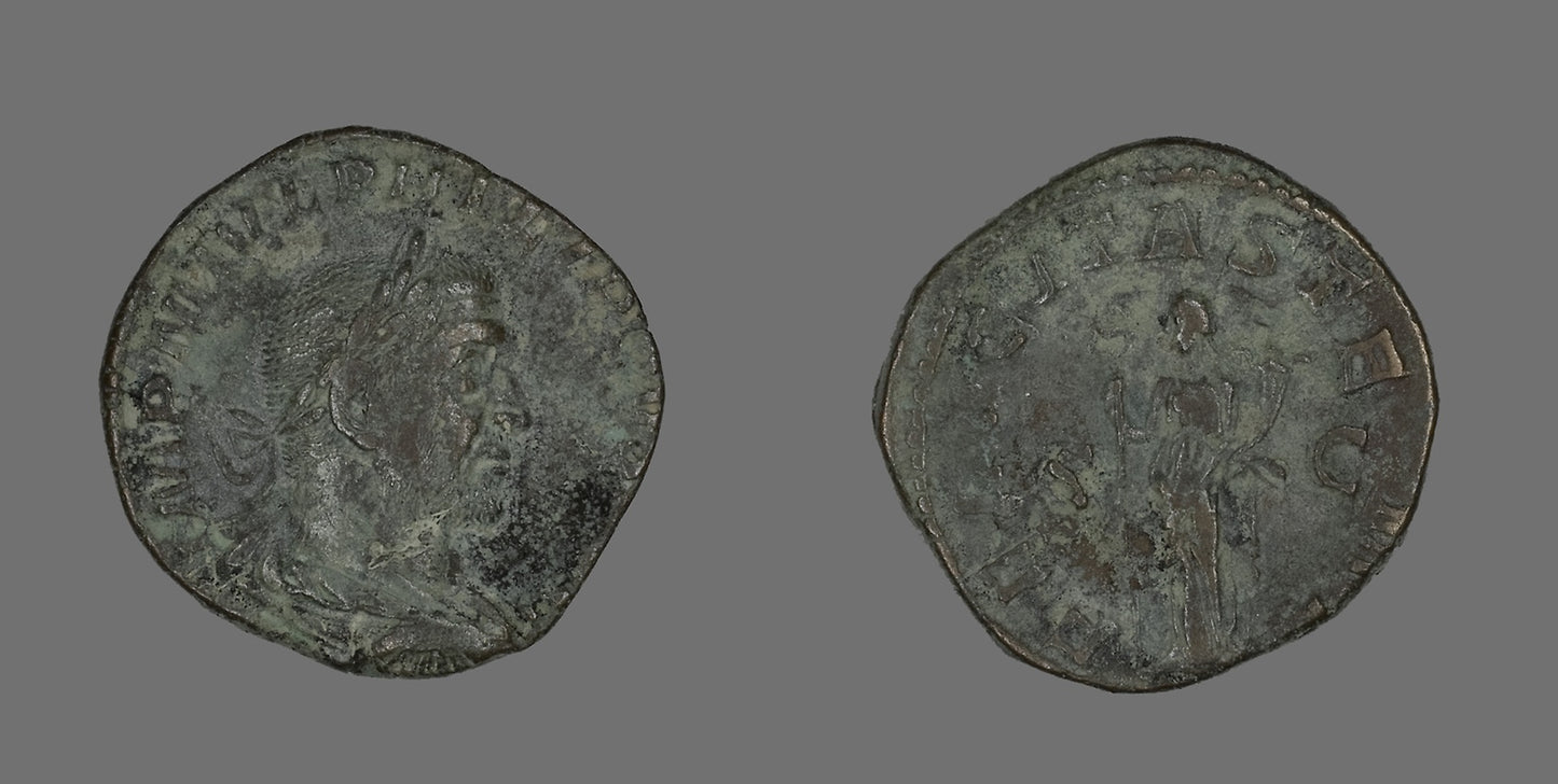 Coin Portraying Philip the Arab -  Roman,  Poster Print Wall Art