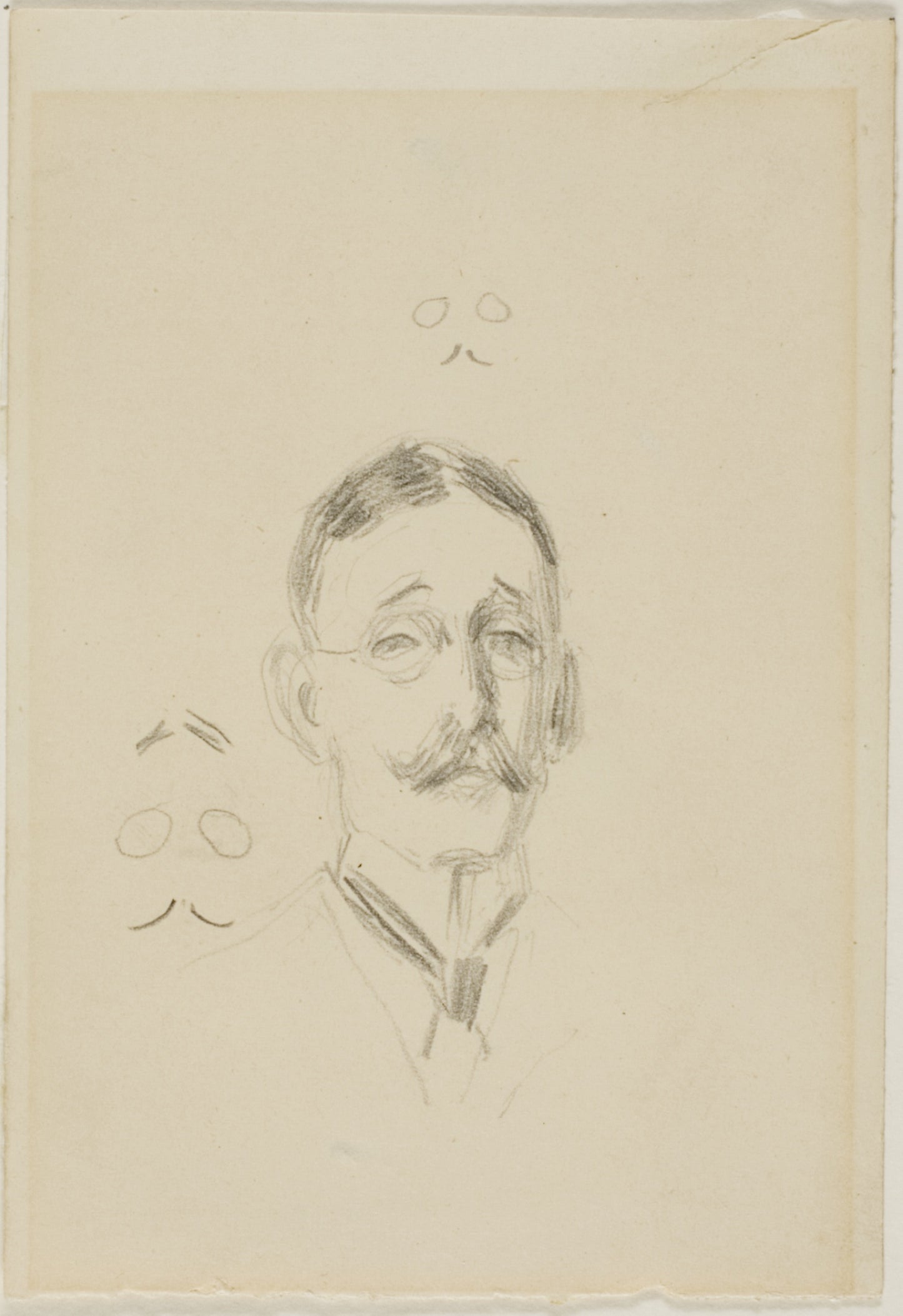 Head of a Man with Glasses with Two Sketches -  Anders Zorn,  Poster Print Wall Art
