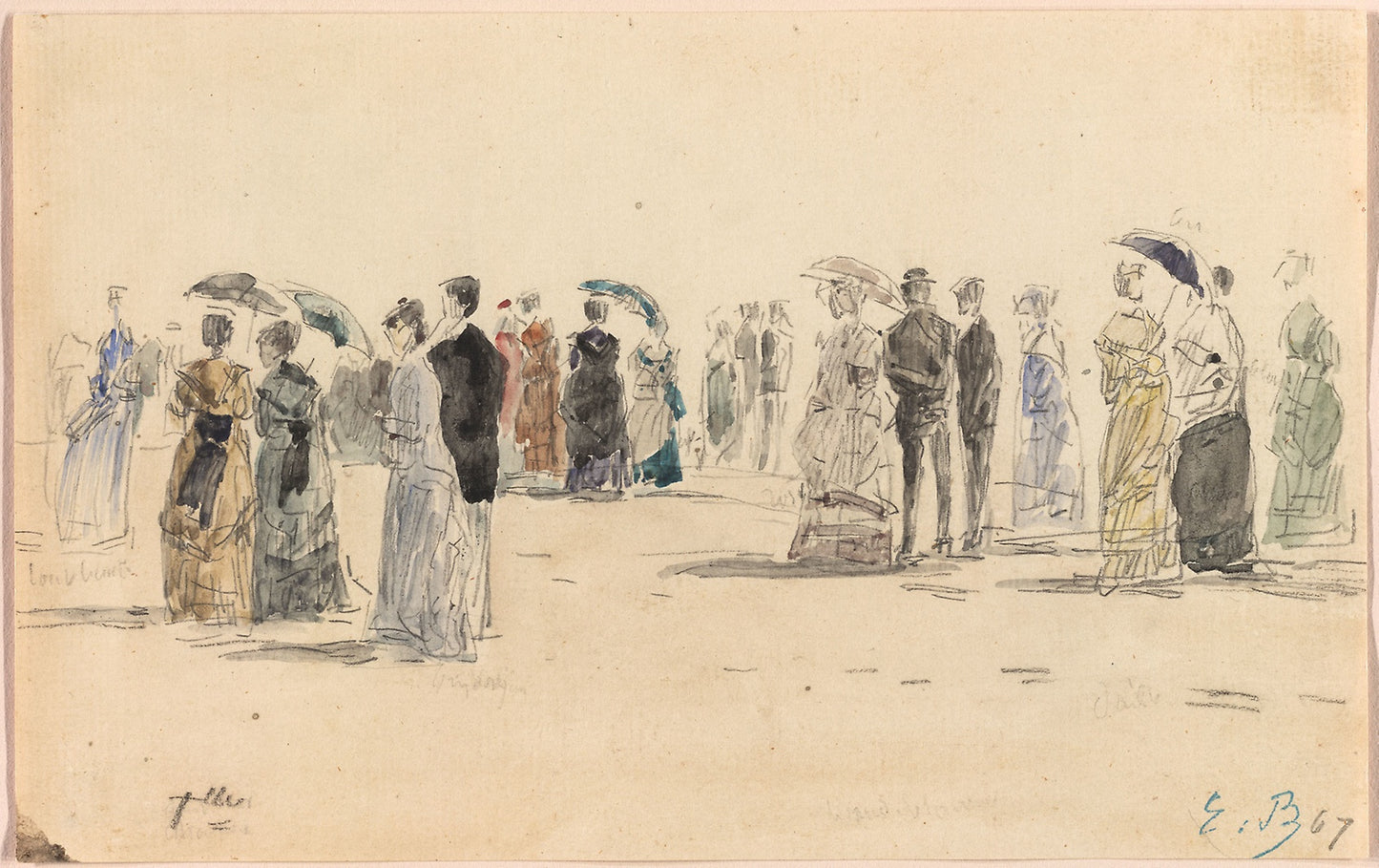 People on the Beach at Trouville -  Eugène Louis Boudin,  Poster Print Wall Art