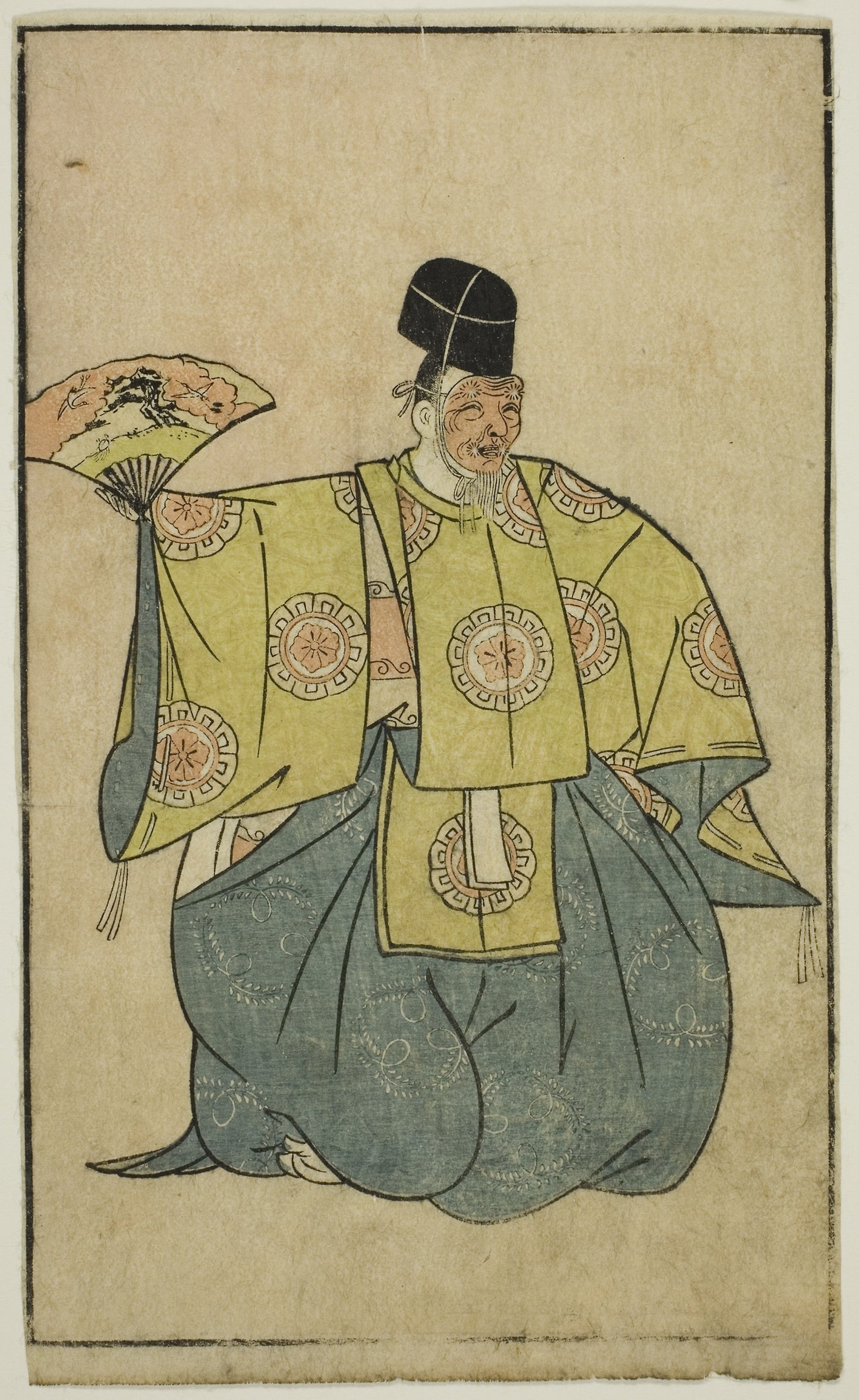 An Actor as Okina, from "A Picture Book of Stage Fans (Ehon butai ogi)" -  Katsukawa Shunsho ?? ??,  Poster Print Wall Art