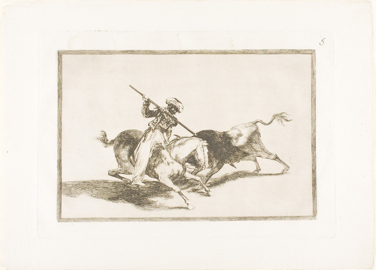 The Spirited Moor Gazul is the First to Spear Bulls According to Rules, plate five from The Art of Bullfighting -  Francisco José de Goya y Lucientes,  Poster Print Wall Art