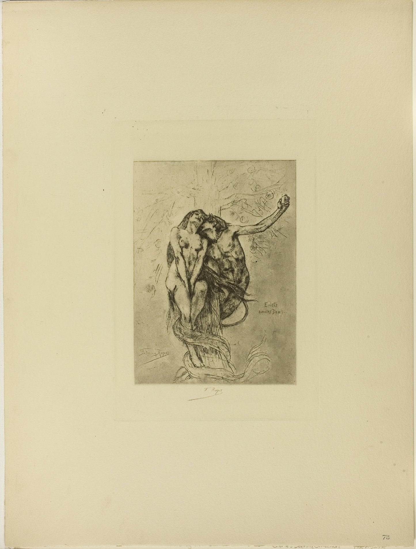 Temptation or the Apple -  Félicien Rops,  Poster Print Wall Art