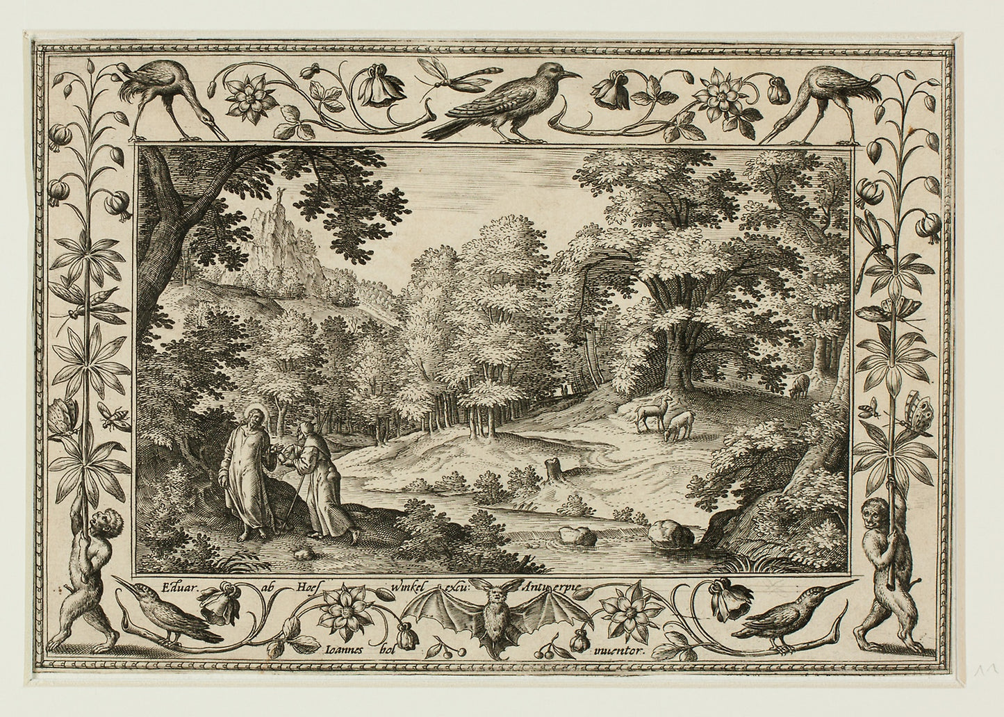 The Temptation of Christ, from Landscapes with Old and New Testament Scenes and Hunting Scenes: Adriaen Collaert (Flemish, c. 1560–1618) , Poster Print Wall Art