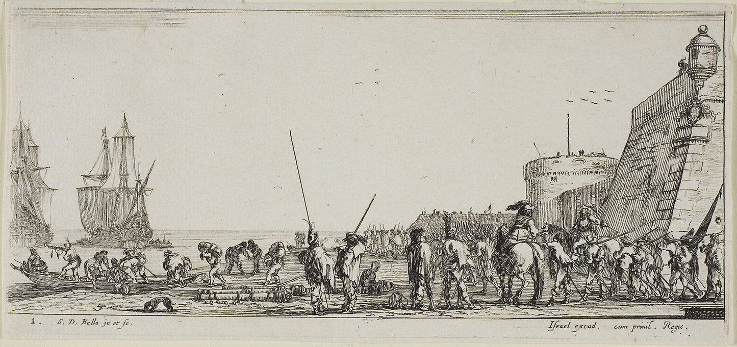 Plate Two from Various Embarkments -  Stefano della Bella,  Poster Print Wall Art