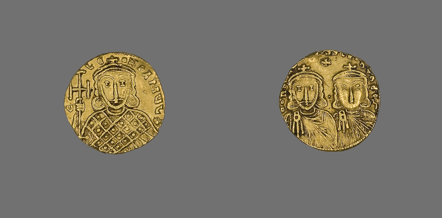 Solidus (Coin) of Constantine V and Leo IV -  Byzantine, minted in Constantinople,  Poster Print Wall Art