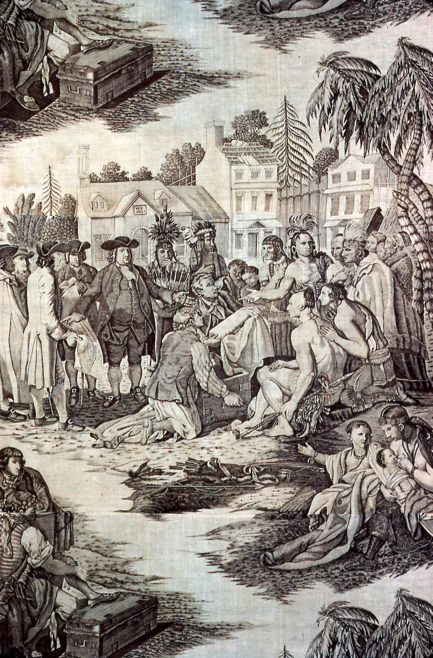 William Penn's Treaty with the Indians (Furnishing Fabric) -  After engraving -  John Hall (English, 1739–1797) after painting -  Benjamin West (American, 1738–1826) ,  Poster Print Wall Art