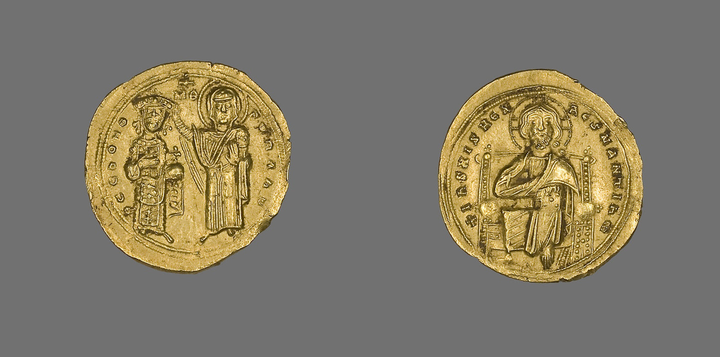 Histamenon (Coin) of Romanus III Argyrus with Christ Enthroned -  Byzantine, minted in Constantinople,  Poster Print Wall Art