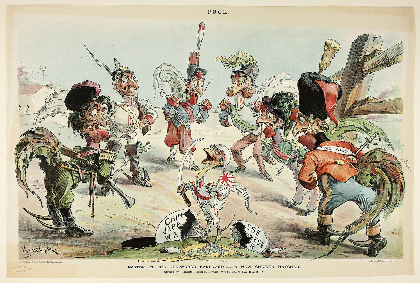 Easter in the Old World Barnyard, from Puck -  Joseph Keppler,  Poster Print Wall Art