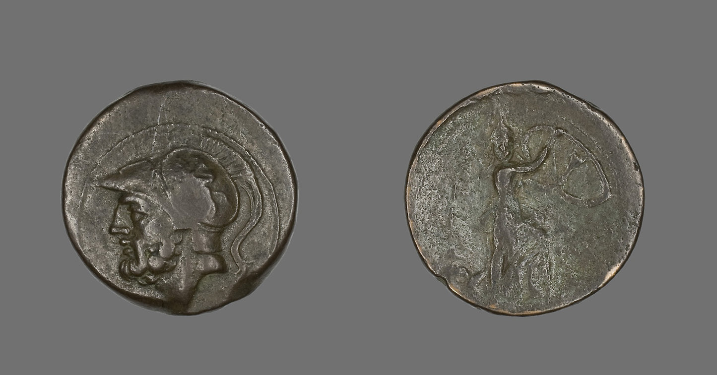 Coin Depicting the God Mars -  Greek,  Poster Print Wall Art