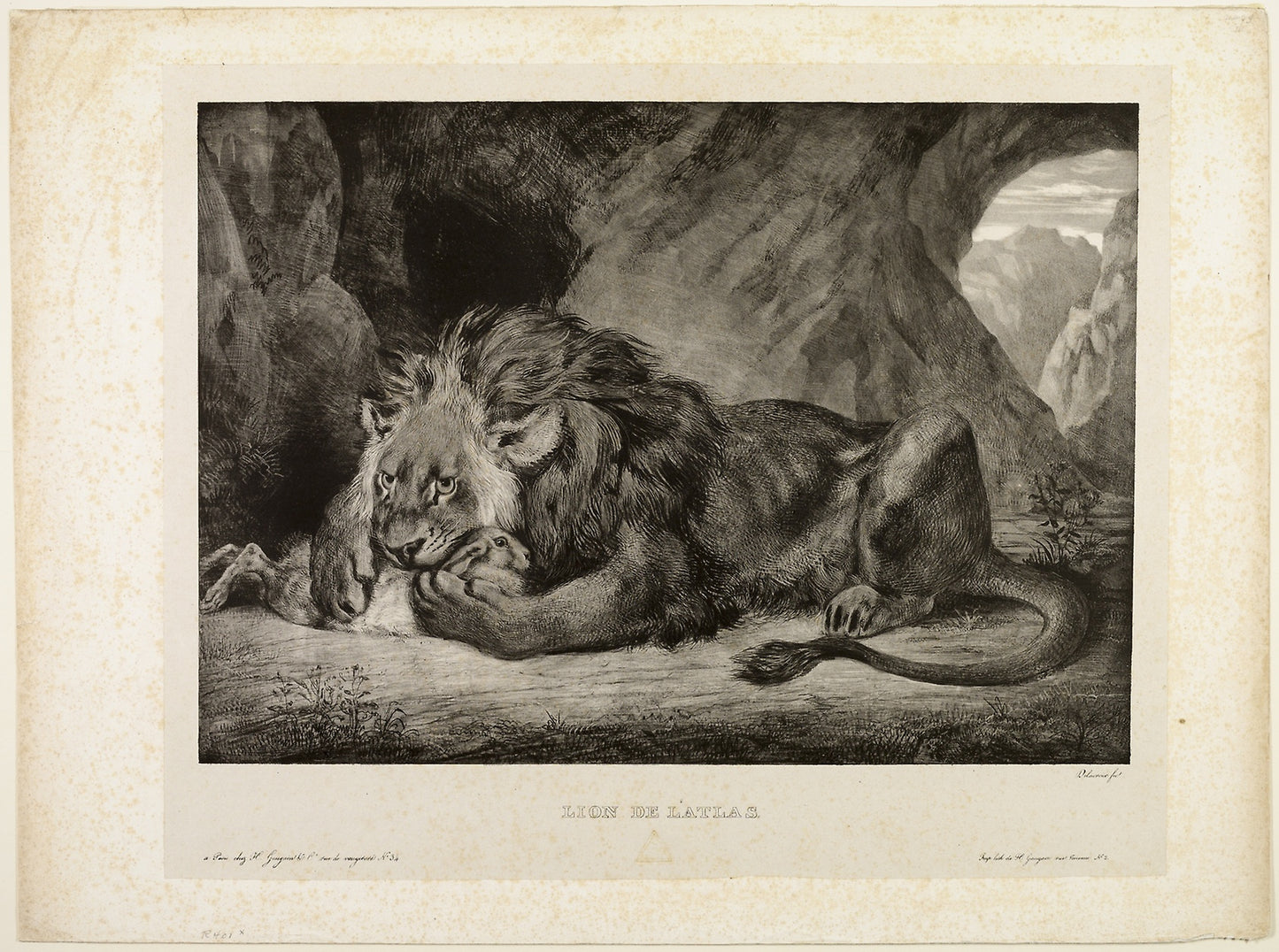Lion of the Atlas Mountains -  Eugène Delacroix (French, 1798-1863),  Poster Print Wall Art