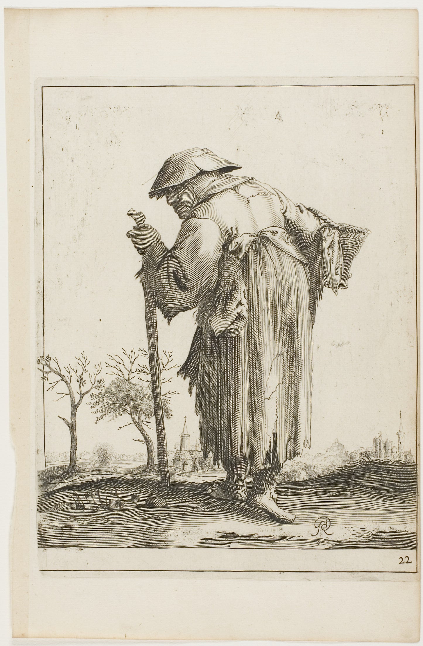 Marching Beggar Woman with a Basket -  Pieter Jansz Quast,  Poster Print Wall Art