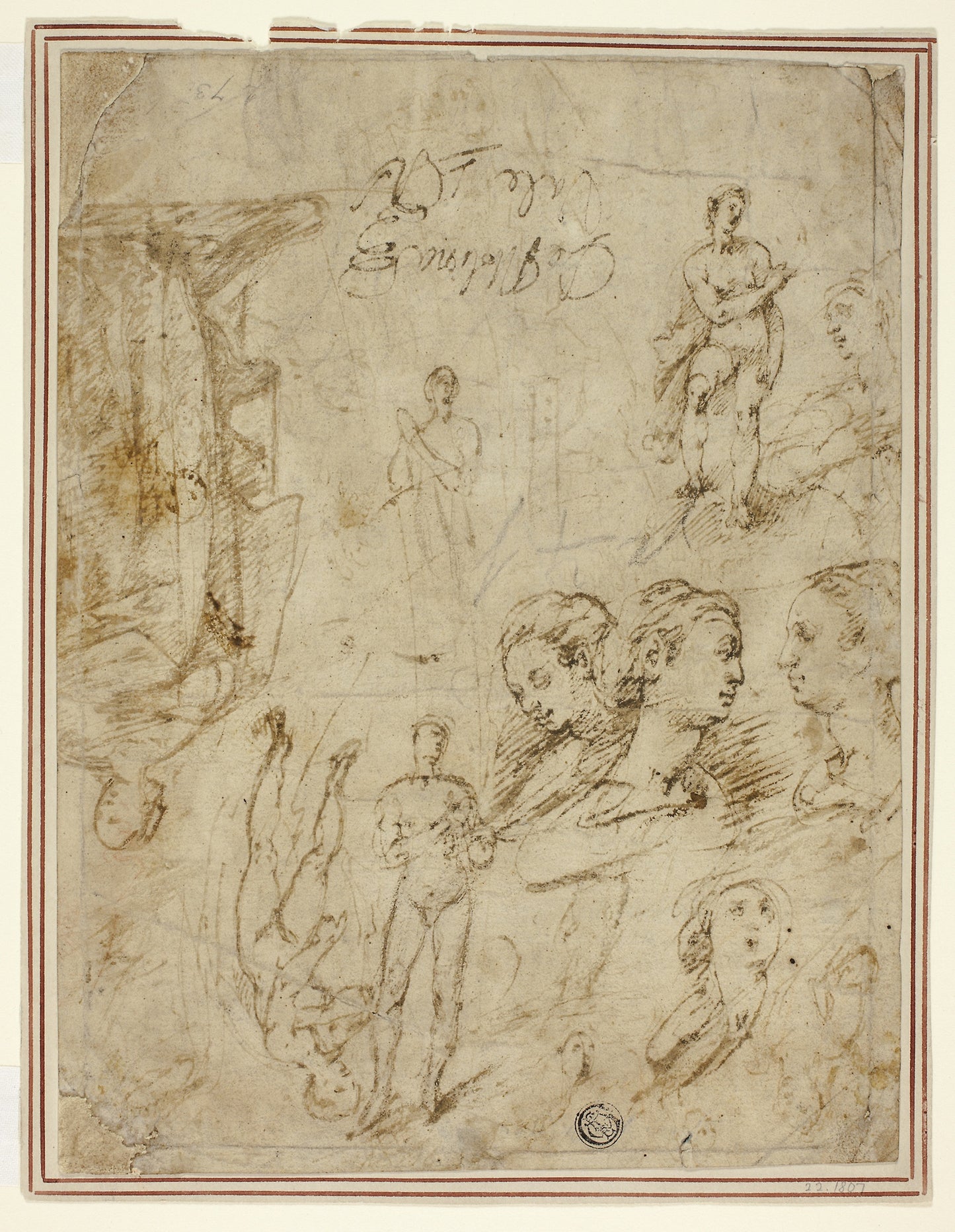 Sketches of Figures and Heads -  Pieter de Molijn,  Poster Print Wall Art