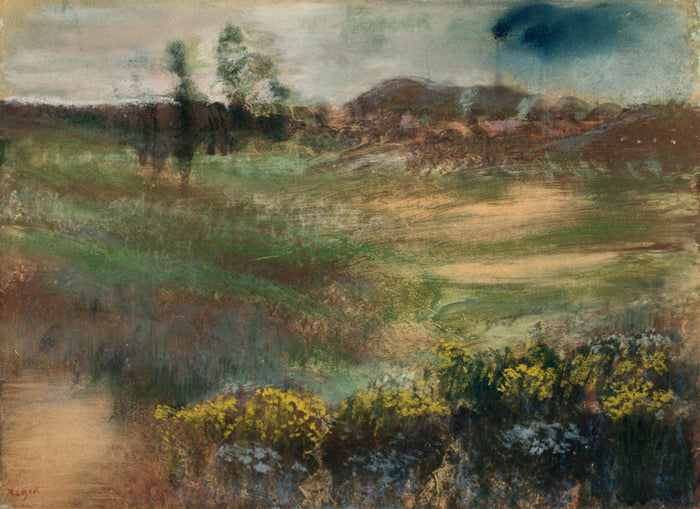 Landscape with Smokestacks by  Edgar Degas, 23x16