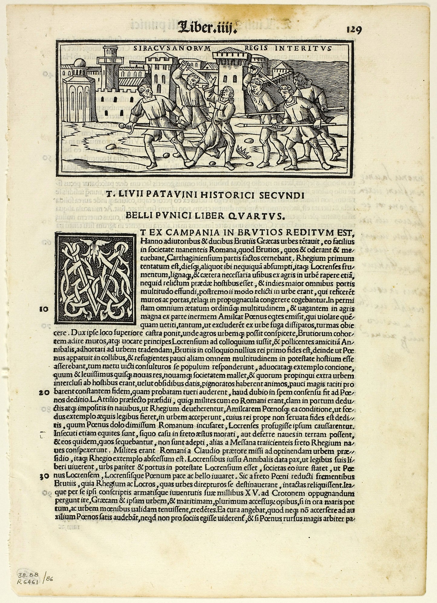 Siracusanorum Regis Interitus (The Murder of the King of the Syracusans) from T. Livius Patavinus historicus duobus libris auctus, plate 86 from Woodcuts from Books of the XVI Century -  Zoan Andrea (Italian, 1475-1505),  Poster Print Wall Art