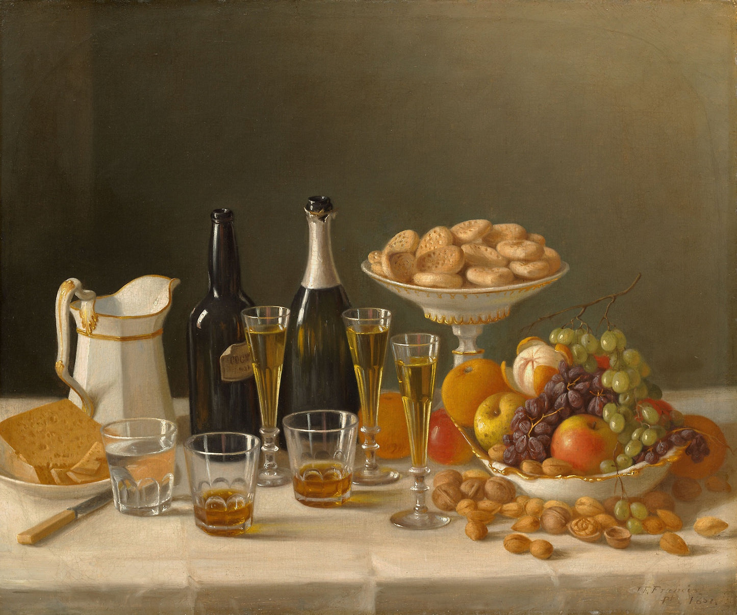 Wine, Cheese, and Fruit -  John F. Francis,  Poster Print Wall Art