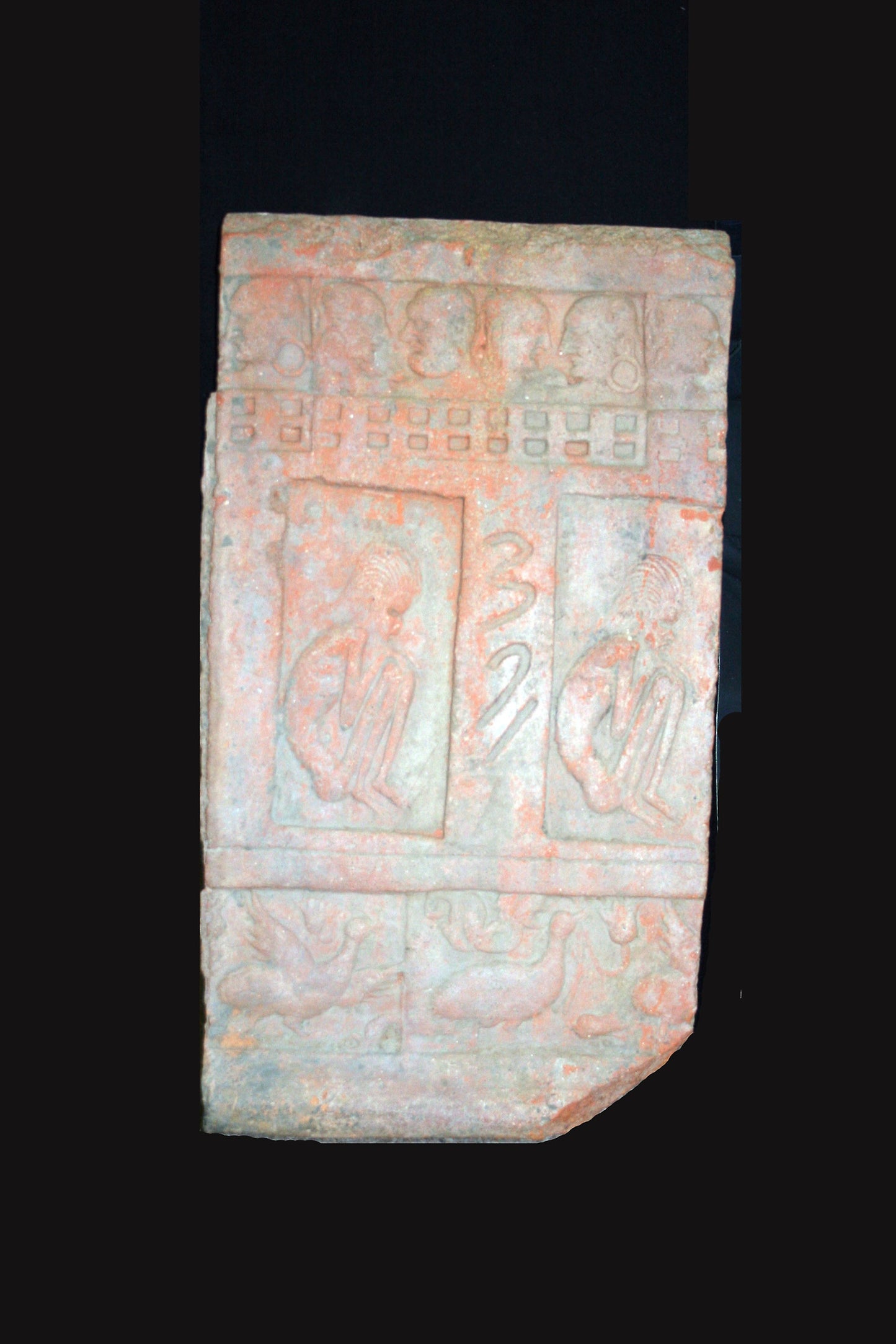Stamped Tile with Crouching Ascetics -  India,  Poster Print Wall Art
