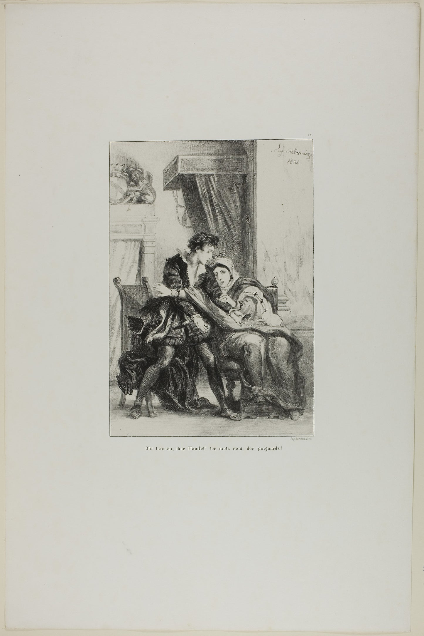 Hamlet and the Queen, plate 10 from Hamlet -  Eugène Delacroix,  Poster Print Wall Art