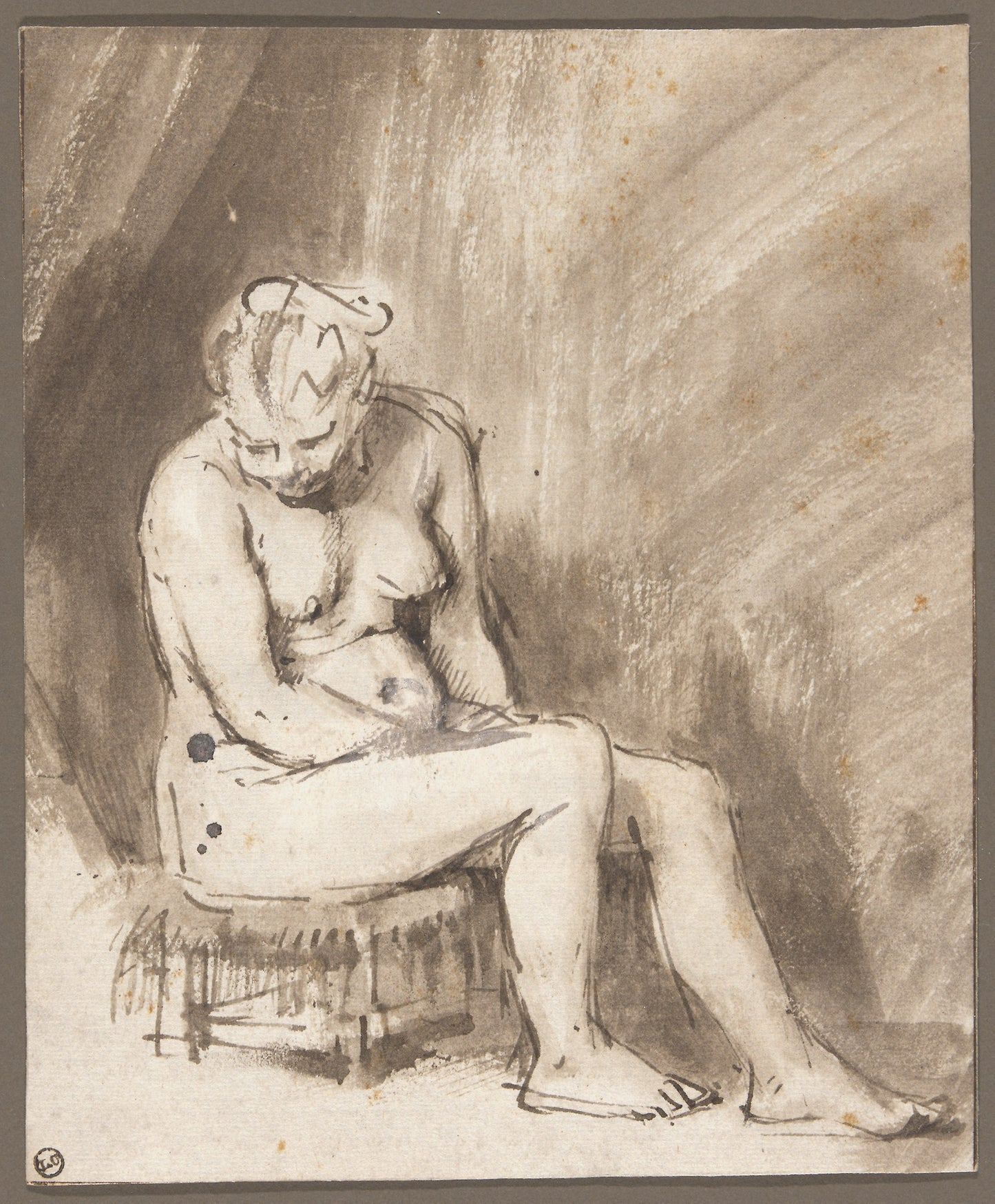 Seated Female Nude: Rembrandt van Rijn, Poster Print Wall Art