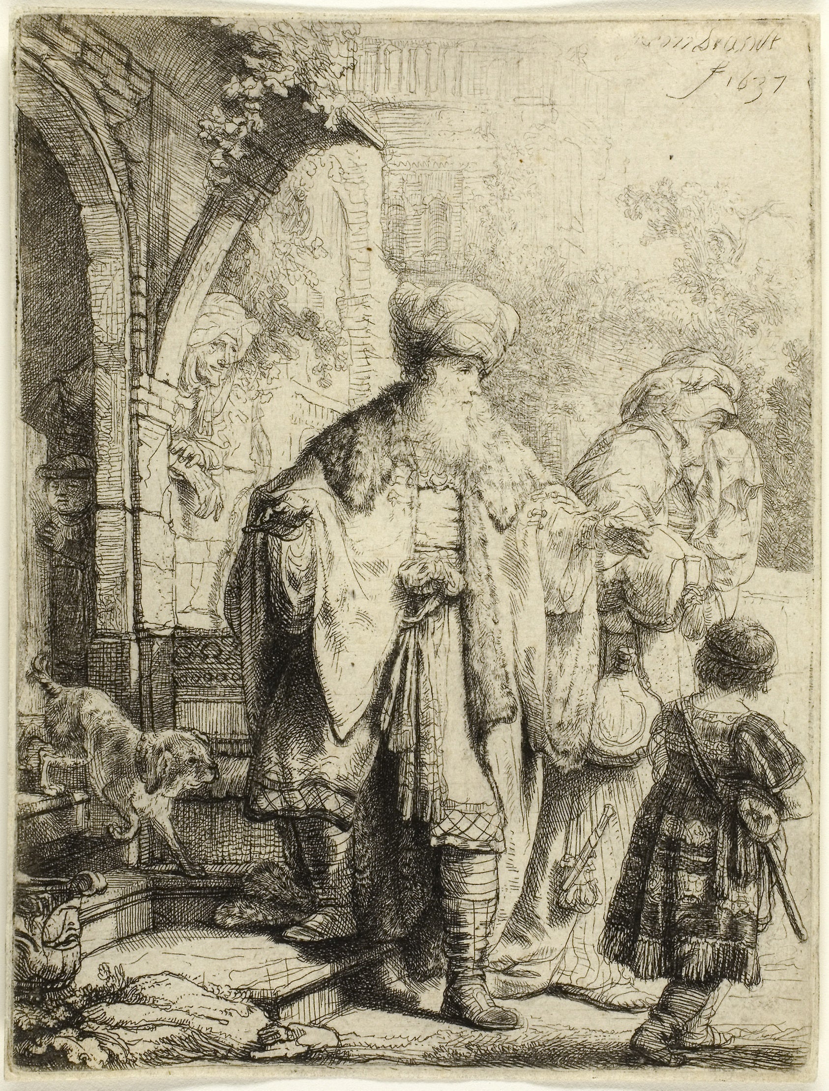 Abraham Casting out Hagar and Ishmael: Rembrandt van Rijn,16x12"(A3) Poster