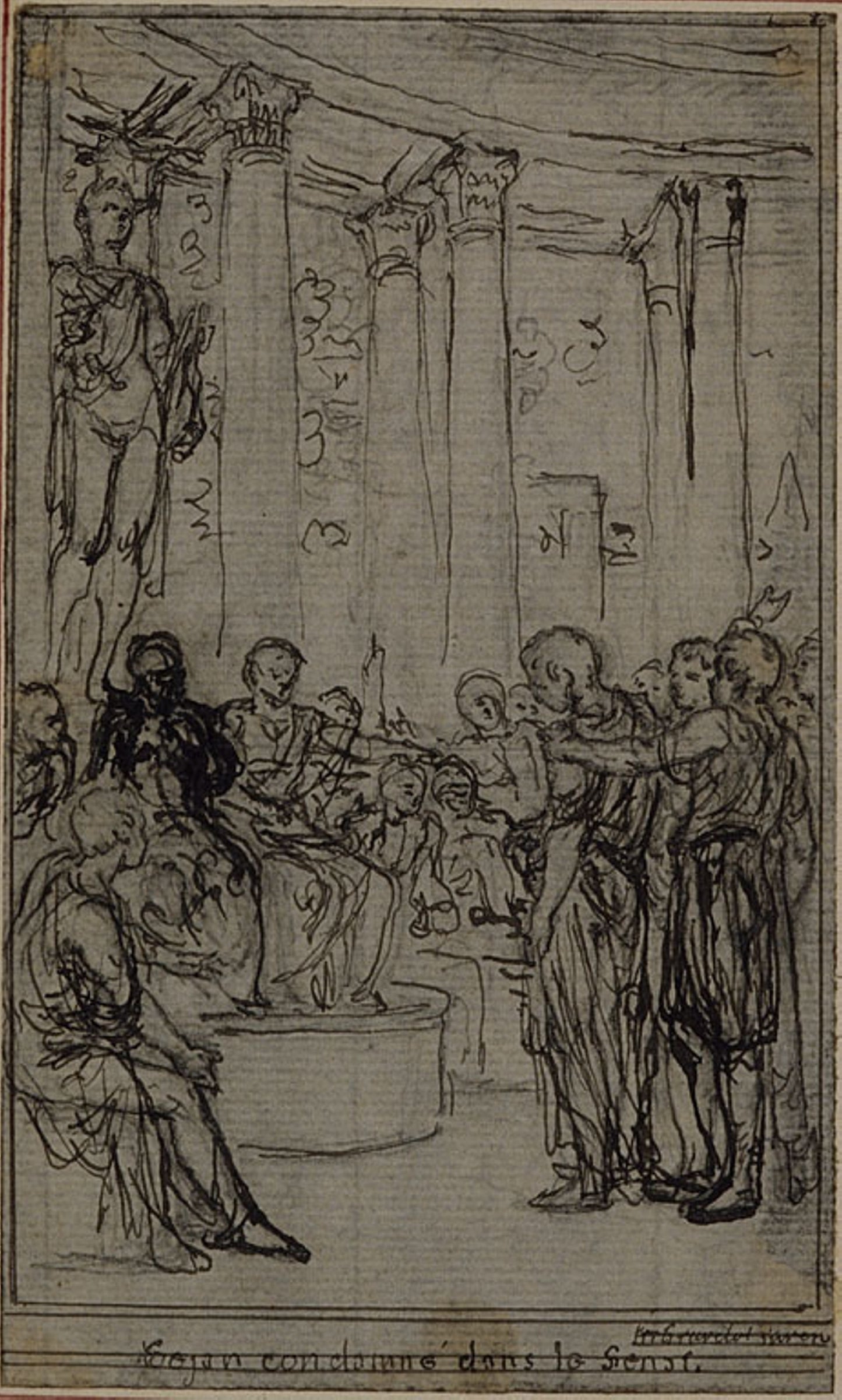 Study for an illustration in Tacitus "Tibère, ou Les Six Premiers Livres des Annales", Book V, Vol. 3, 1st Study -  Hubert François Gravelot,  Poster Print Wall Art