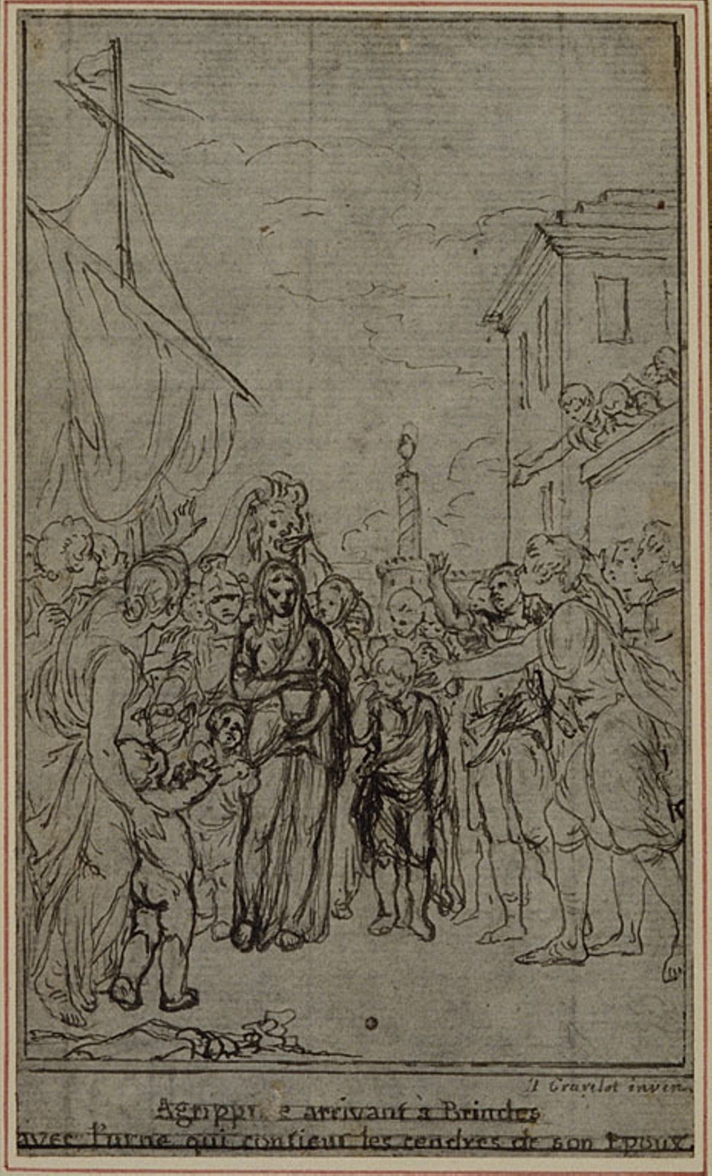 Study for an illustration in Tacitus "Tibère, ou Les Six Premiers Livres des Annales", Book III, Vol. 2, 2nd Study -  Hubert François Gravelot,  Poster Print Wall Art