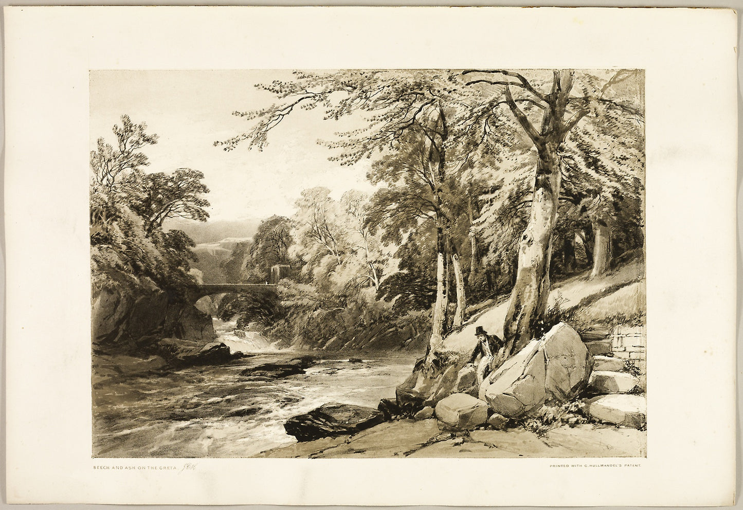 Beech and Ash on the Greta, from The Park and the Forest -  James Duffield Harding (English, 1798-1863),  Poster Print Wall Art
