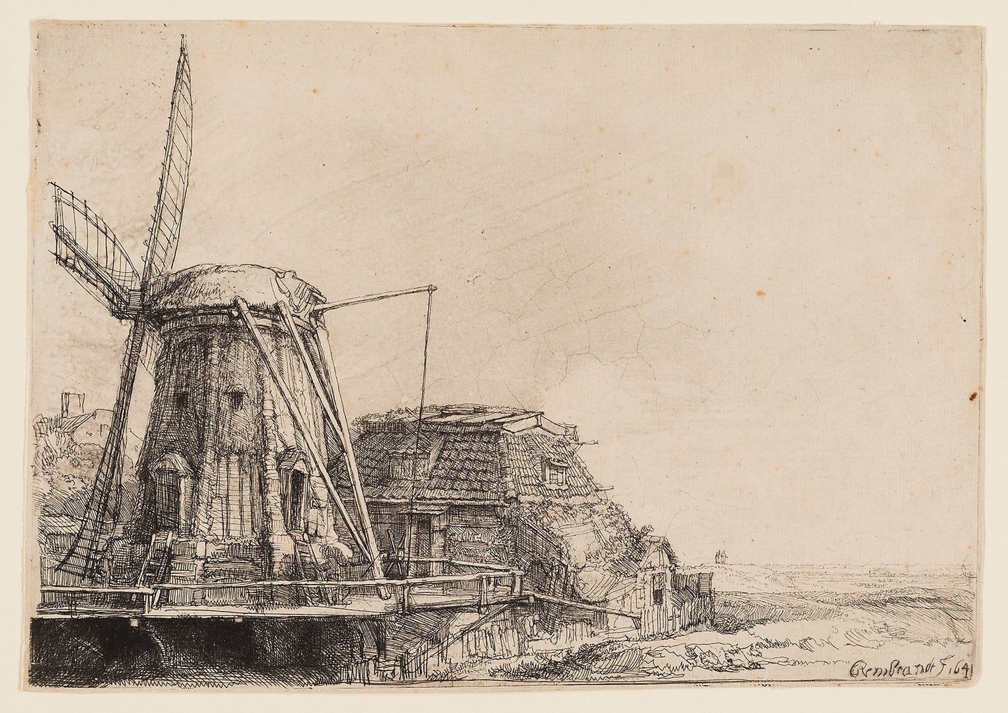 The Windmill -  Rembrandt van Rijn,  Poster Print Wall Art