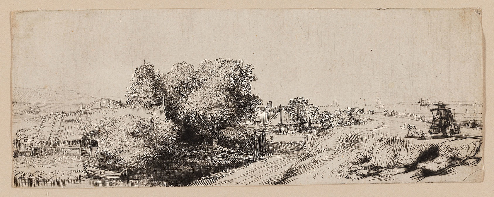 View of the Diemerdijk with a Milkman and Cottages: Rembrandt van Rijn,16x12"(A3) Poster