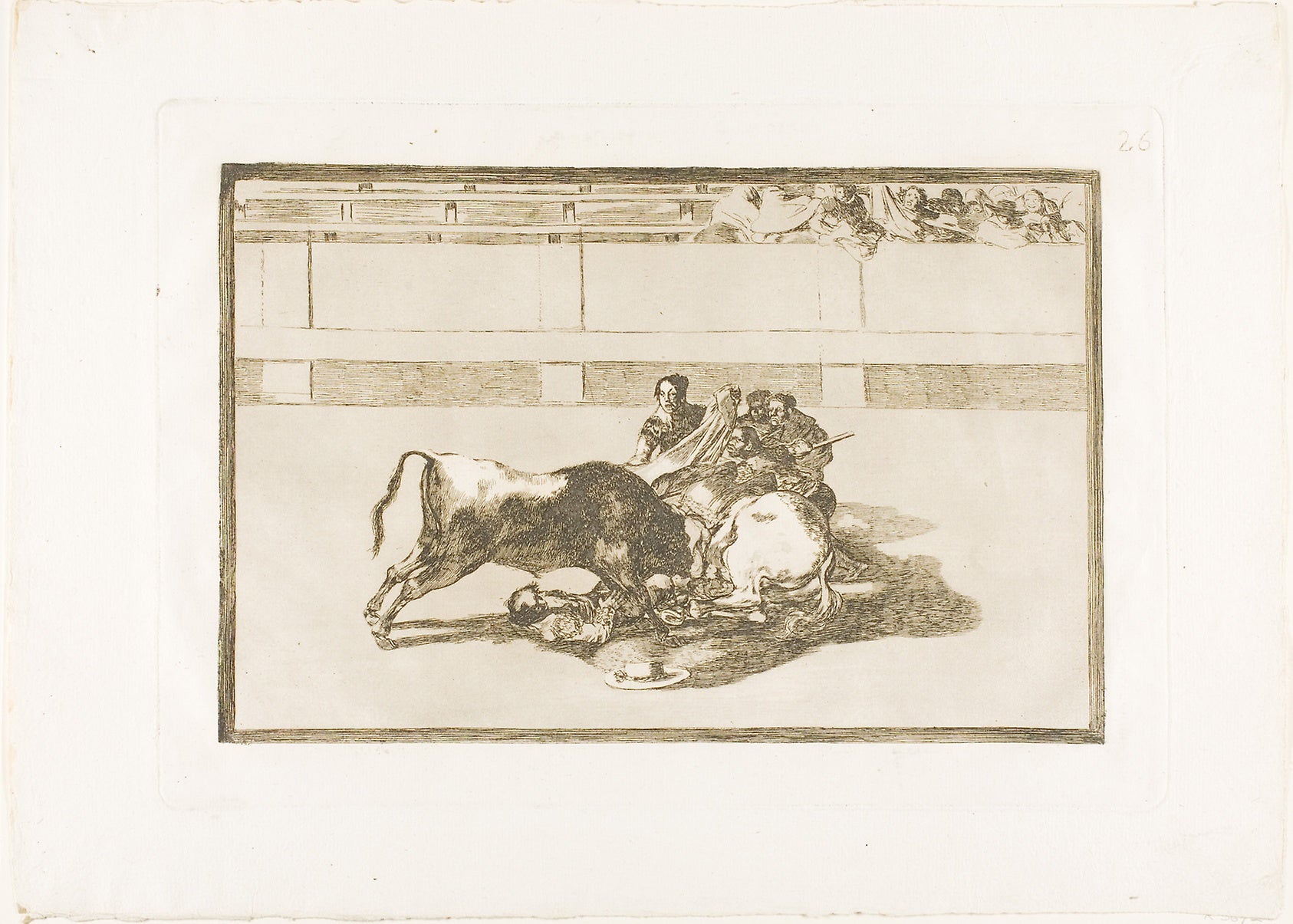 A Picador is Unhorsed and Falls under the Bull, plate 26 from The Art of Bullfighting: Francisco José de Goya y Lucientes,16x12"(A3) Poster