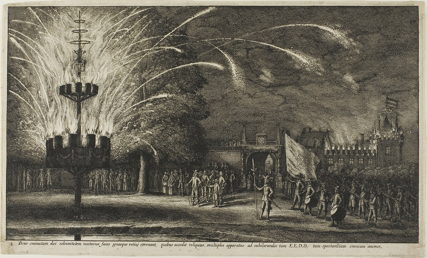 Fireworks at Hemissem -  Wenceslaus Hollar,  Poster Print Wall Art