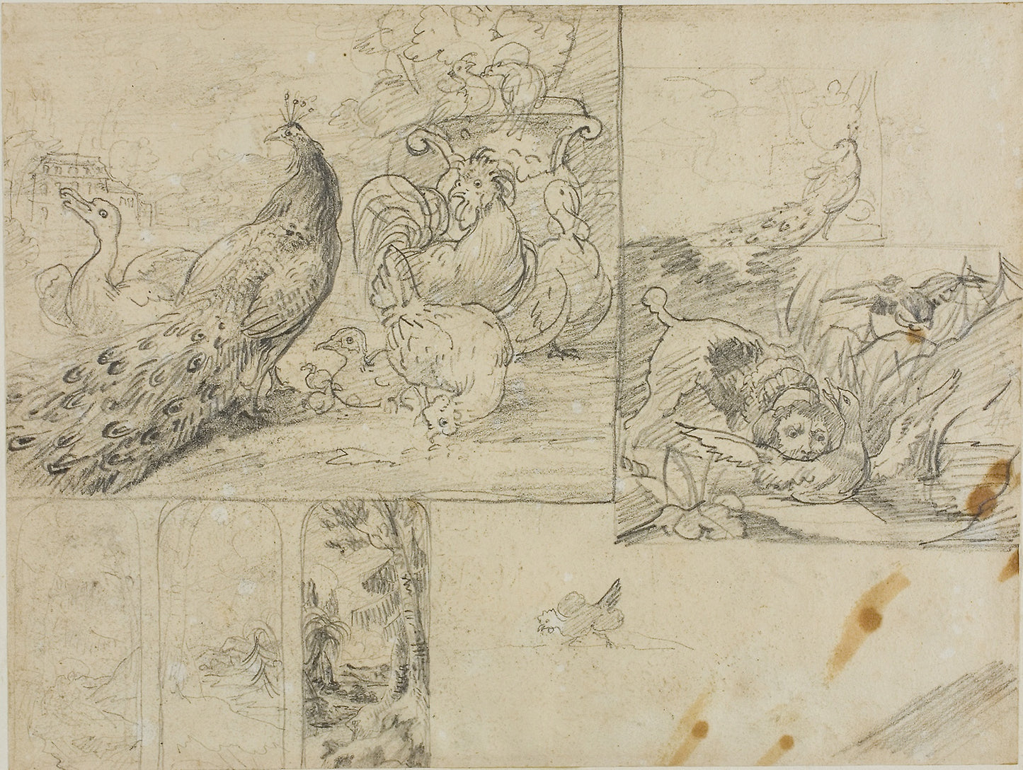 Sketches of Decorative Landscape and Animal Compositions -  Jean Louis André Théodore Géricault,  Poster Print Wall Art