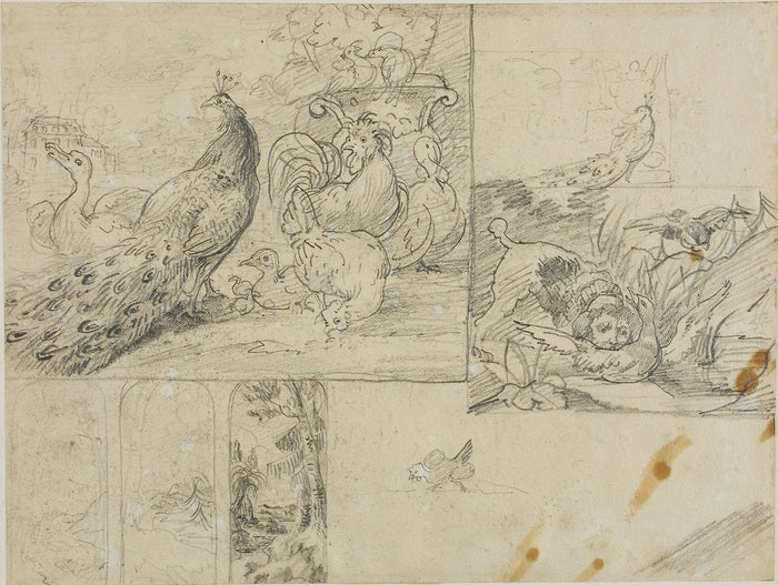 Sketches of Decorative Landscape and Animal Compositions: Jean Louis André Théodore Géricault,16x12