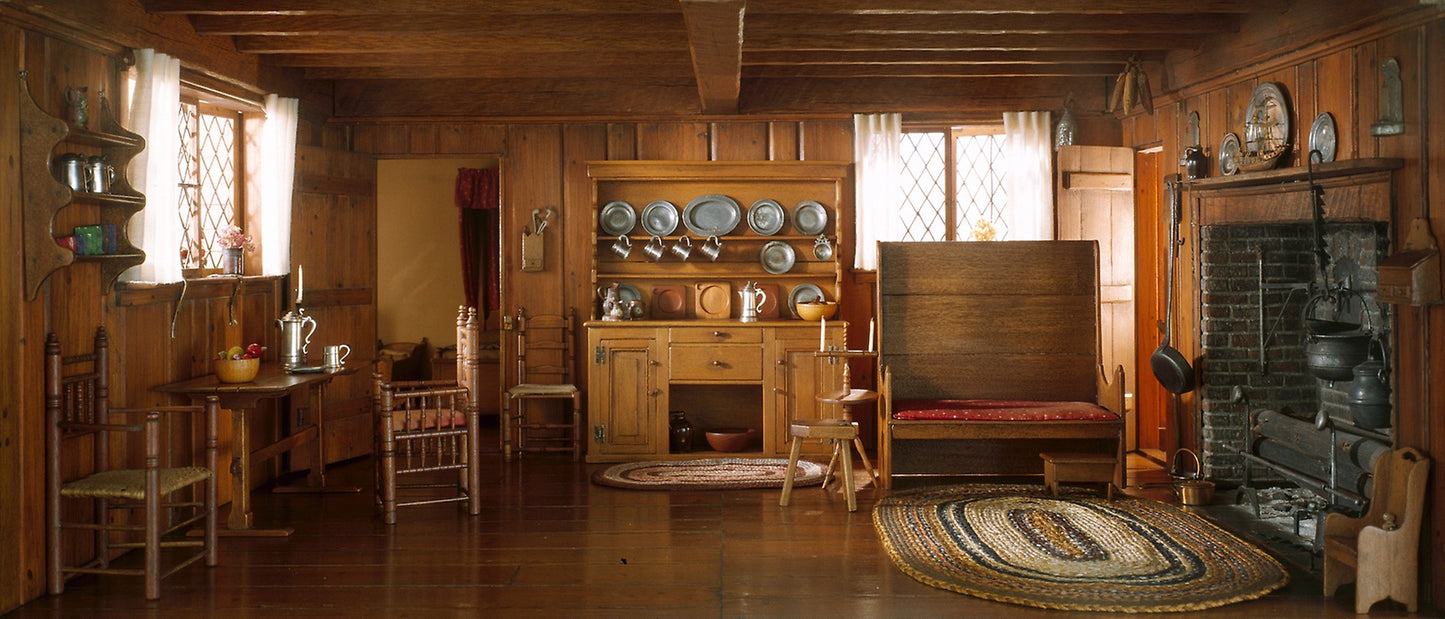 A1 -  Massachusetts Living Room and Kitchen, 1675-1700 -  Mrs. James Ward Thorne,  Poster Print Wall Art