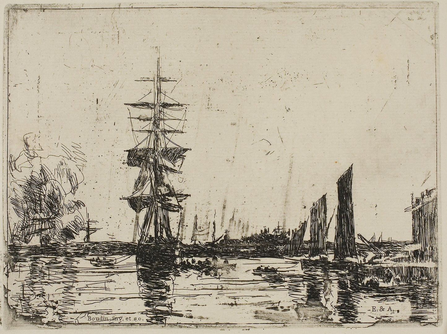 Seascape with Boats -  Eugène Louis Boudin,  Poster Print Wall Art