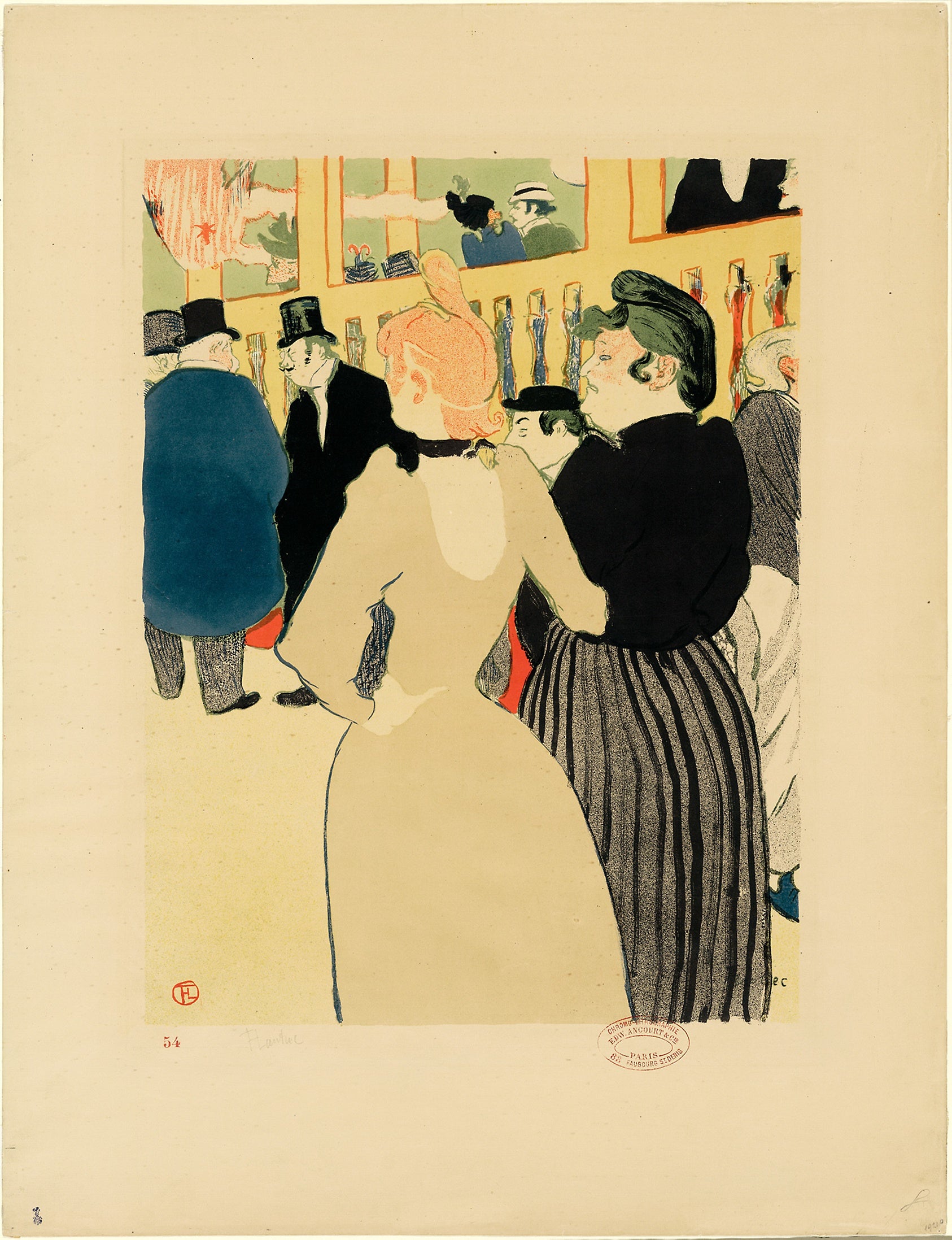 At the Moulin Rouge, La Goulue and Her Sister: Henri de Toulouse-Lautrec,16x12"(A3) Poster